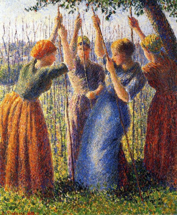 Campesinas plantando estacas – Camille Pissarro Camille Pissarro mx.artemisreproduction.com