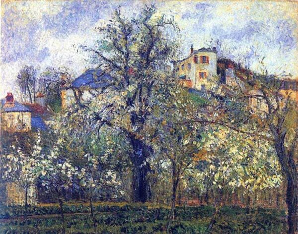 El huerto con árboles en flor, primavera, Pontoise – Camille Pissarro Camille Pissarro mx.artemisreproduction.com