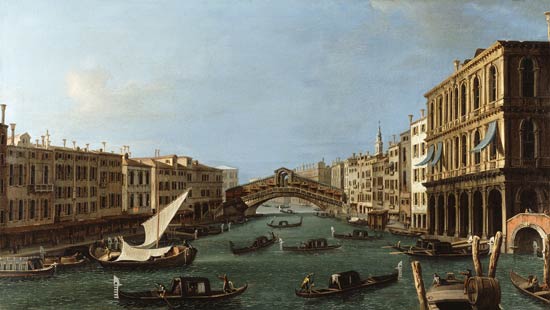 Vista del Gran Canal desde el sur, el Palacio Foscari a la derecha y el puente de Rialto enfrente – Giovanni Antonio Canal Giovanni Antonio Canal mx.artemisreproduction.com