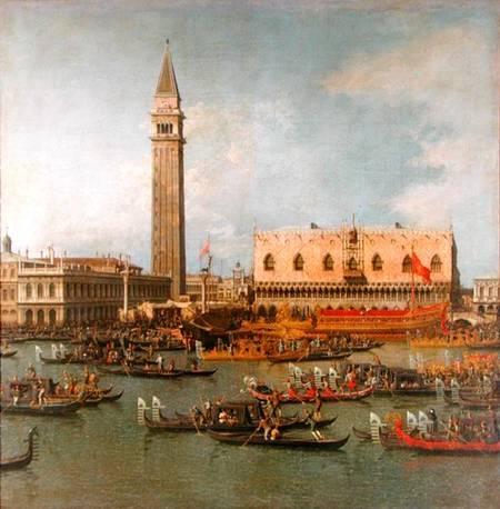 Vista del Palacio de San Marcos, Venecia, con los preparativos de la boda del Dogo – Giovanni Antonio Canal Giovanni Antonio Canal mx.artemisreproduction.com