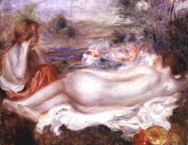 Baigneur acostado y una joven que se peina – Pierre-Auguste Renoir Pierre-Auguste Renoir mx.artemisreproduction.com