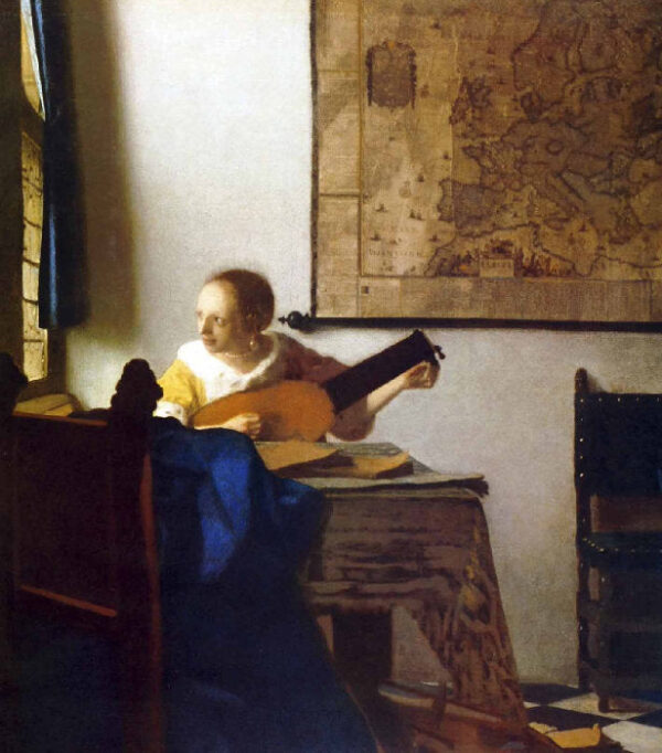 La mujer con laúd – Johannes Vermeer Cuadros Populares mx.artemisreproduction.com